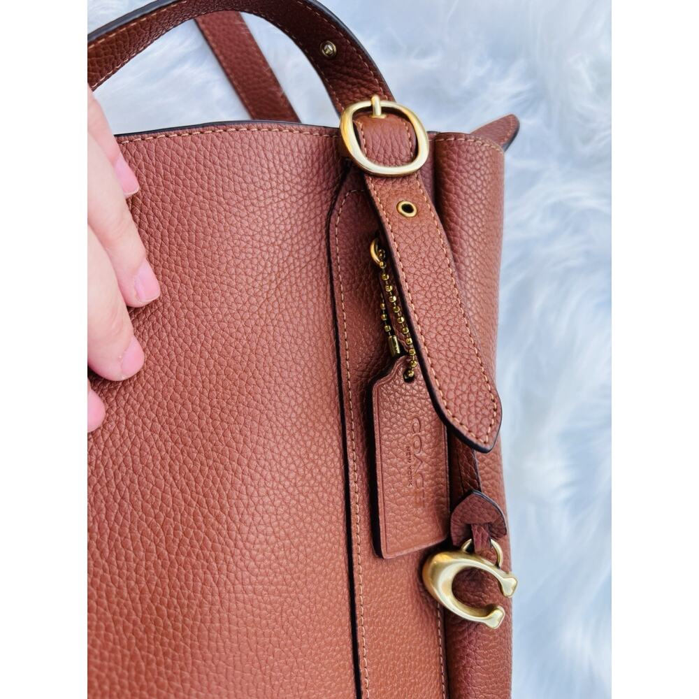 COACH Alana Leather Tote Bag Saddle Color Authentic Shoulder Bag - Picture 6 of 13